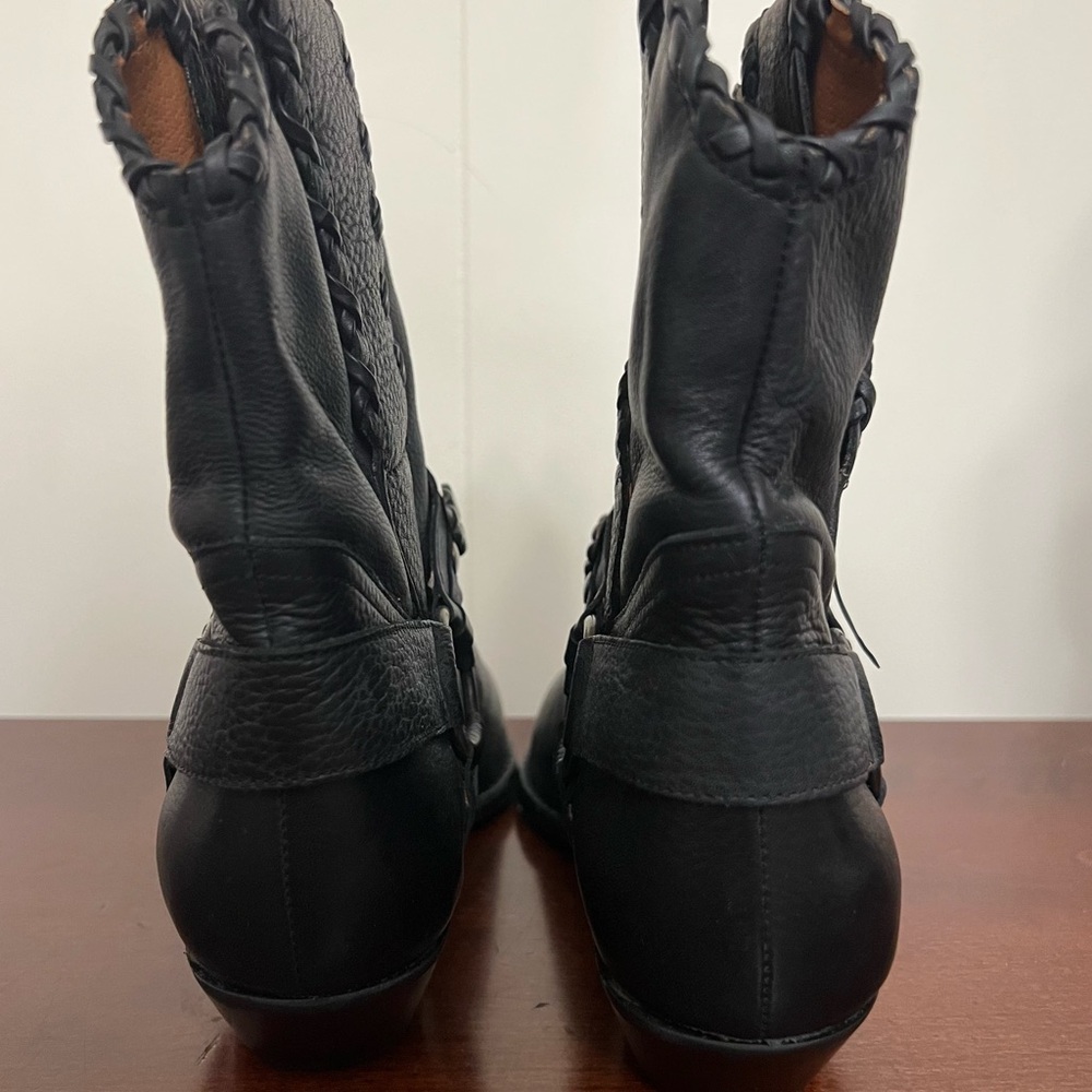 Vintage Nine West country western boots with harness black leather block heel 6 - Picture 6 of 8